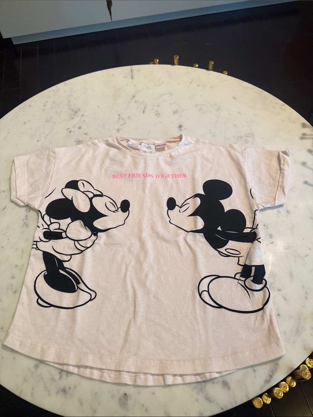 Zara Pink Mickey & Minnie 'Best Friends' Graphic Tee